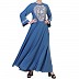 Embroidered umbrella dress abaya- French Blue Embroidered umbrella dress abaya- French Blue